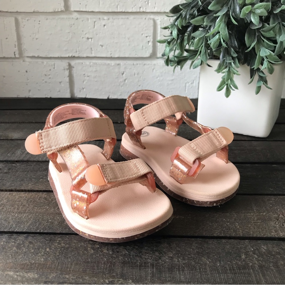 Wonder Nation Toddler Girls Glitter Nature Pink Sandal Size 9